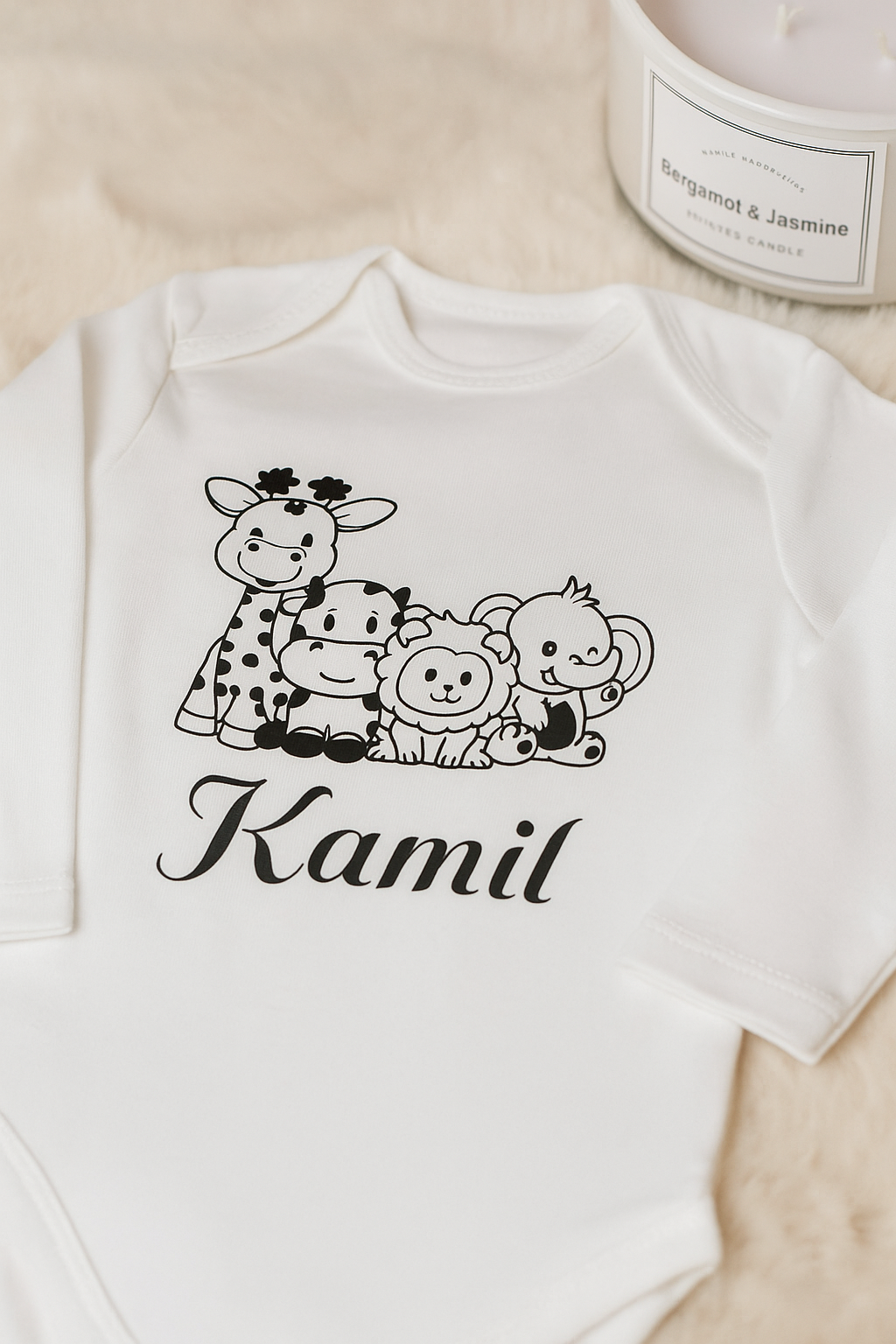 Body Bébé Personnalisé avec Prénom et Motifs Animaliers