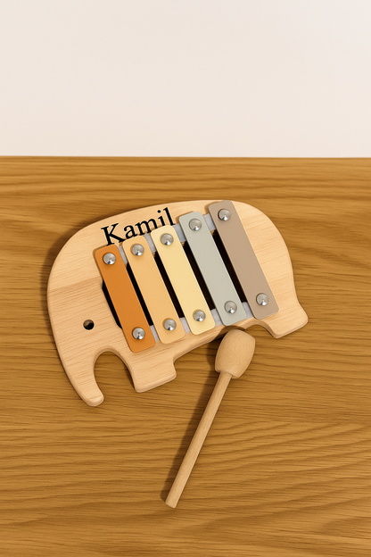 Xylophone Éléphant Personnalisé – Jouet Éducatif en Bois
